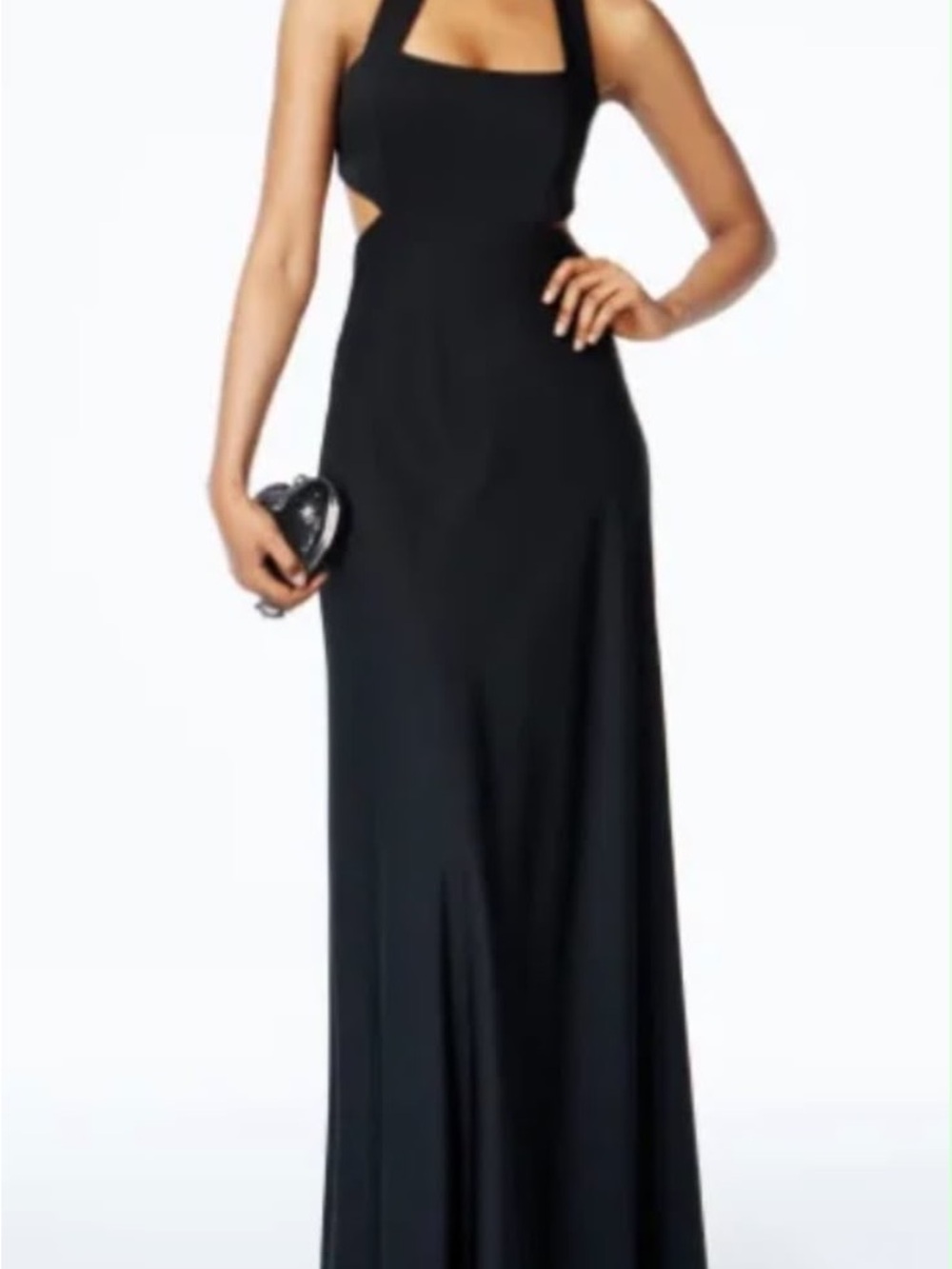 Jill Stuart Black Maxi Halter Gown with Side Cutouts